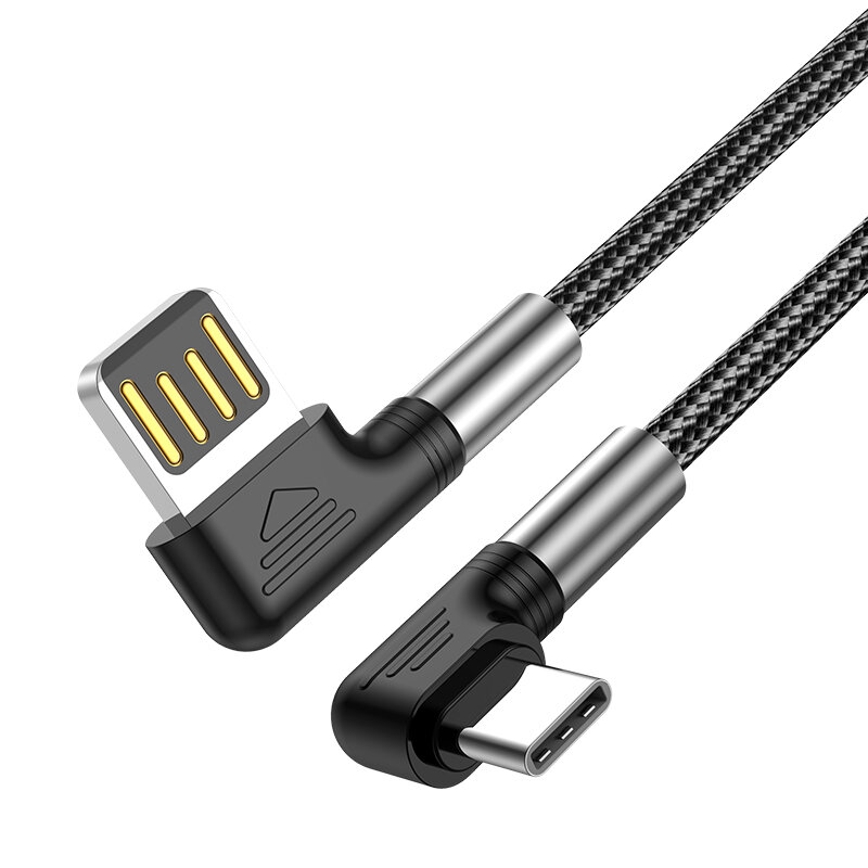 Kabel USB Tipe C Olaf untuk Xiaomi POCO F3 Samsung S20 S21 Kabel USB C Pengisi Daya Cepat Siku 90 Derajat Kabel Gaming 3A USB Tipe C