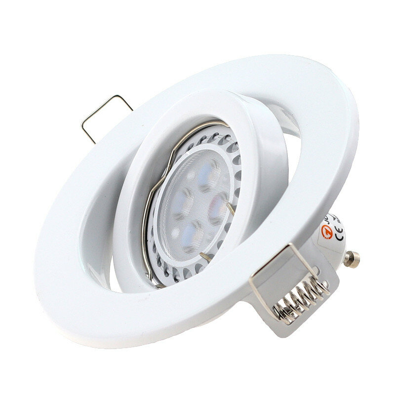 Pemasangan LED langit-langit lampu sorot cincin bingkai lampu tersembunyi putih Downlight bulat