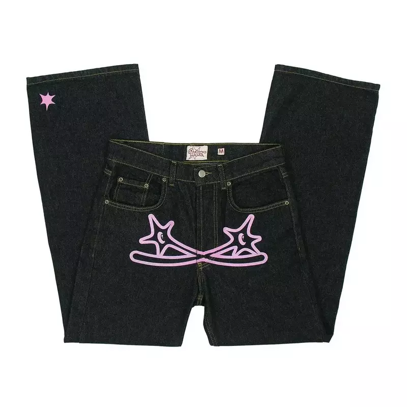 Calça jeans de rua gótica Hip Hop masculina, Harajuku, calça jeans preta, roupa casual, roupa nova de rock, Y2K, 2024Y2K