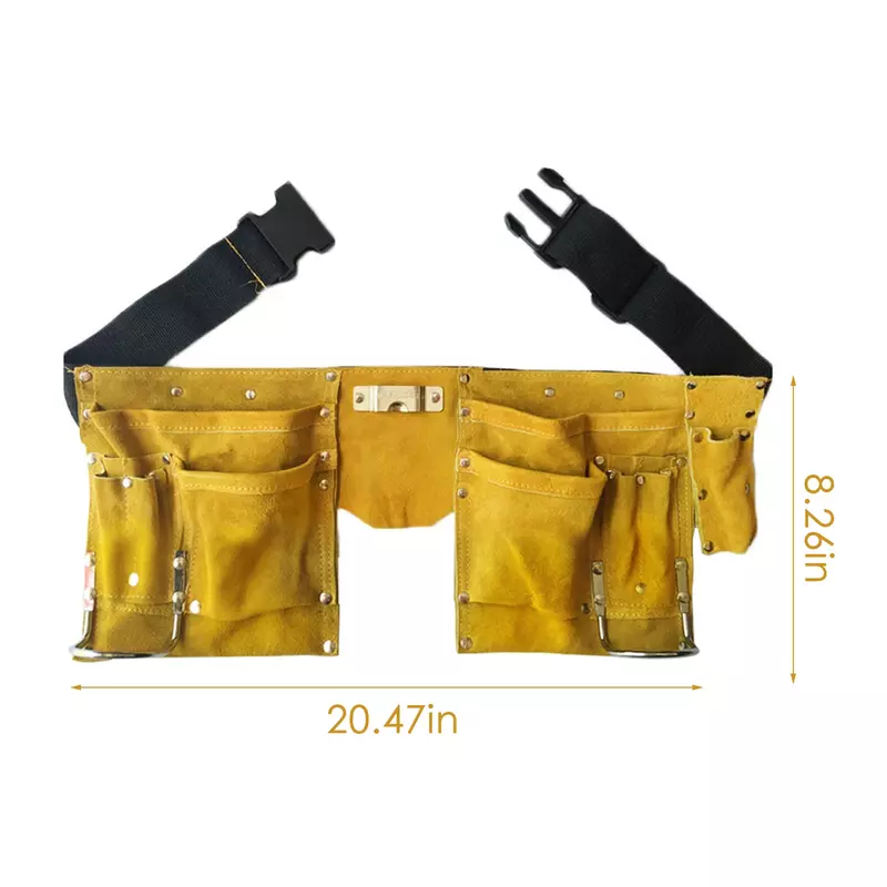Cintura-Cruz-Tipo Leather Tool Belt, Quick Release Buckle, Carpenter Obras Avental, Armazenamento Welding Pouch