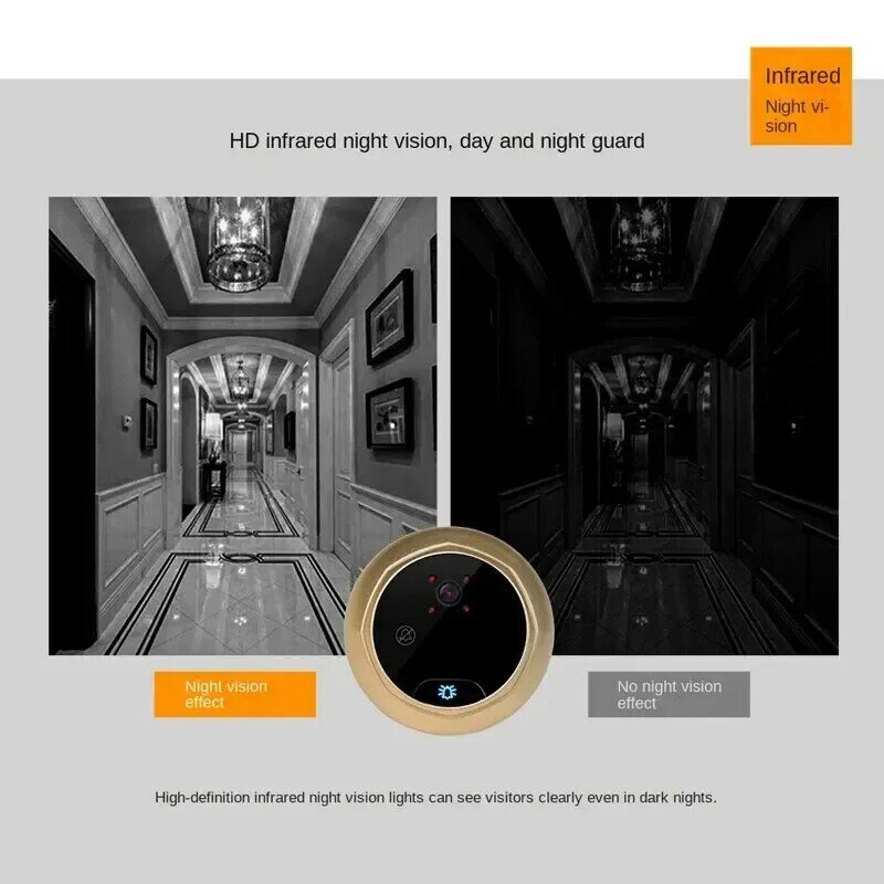 Kamera Visual rumah, pemantauan dan deteksi bel pintu elektronik Visual rumah mata kucing cerdas daya rendah inframerah penglihatan malam
