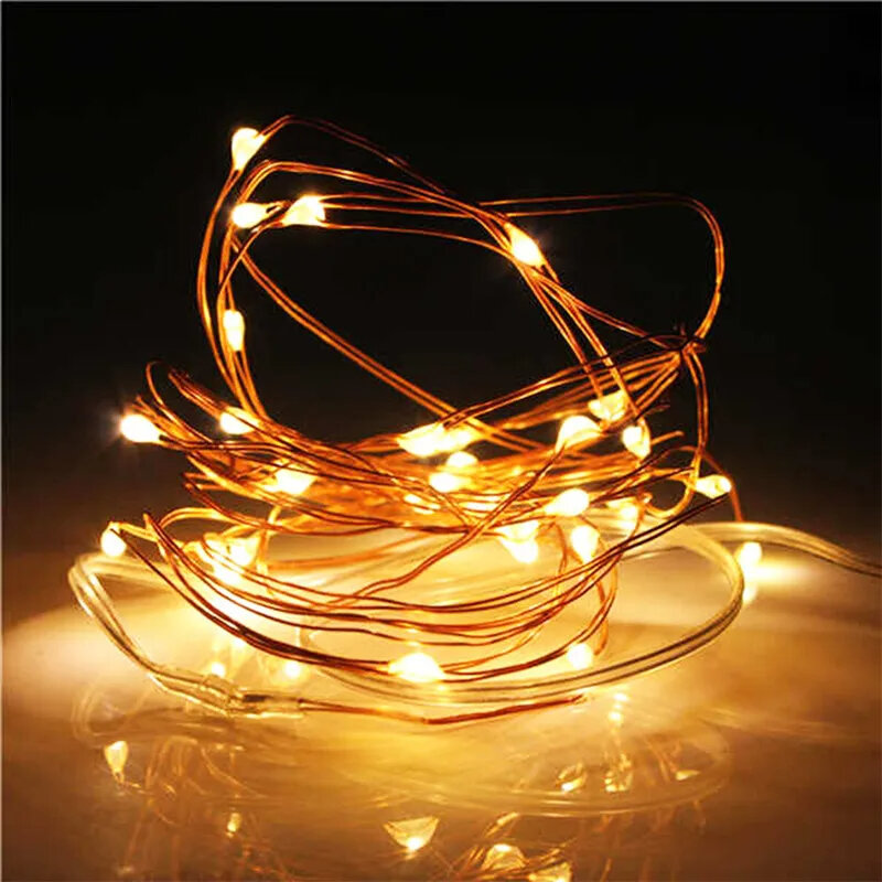 พวงดอกไม้ LED คริสต์มาส LED ลวดทองแดงเชือกสวยงามไฟ2M/5M ตกแต่งคริสต์มาสกันน้ำสำหรับปีใหม่/คริสต์มาส