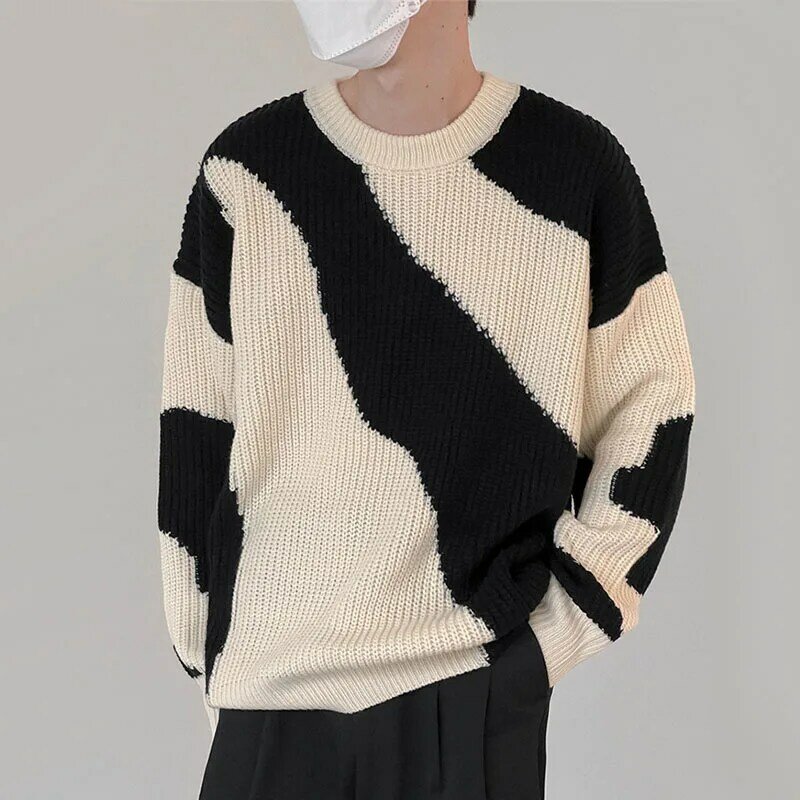 Men's Long Sleeve O-Neck Pullover Tops, Male Casual Loose Knitwear, Couple Fashion Sweaters, Vintage, Autumn, Winter, 2023