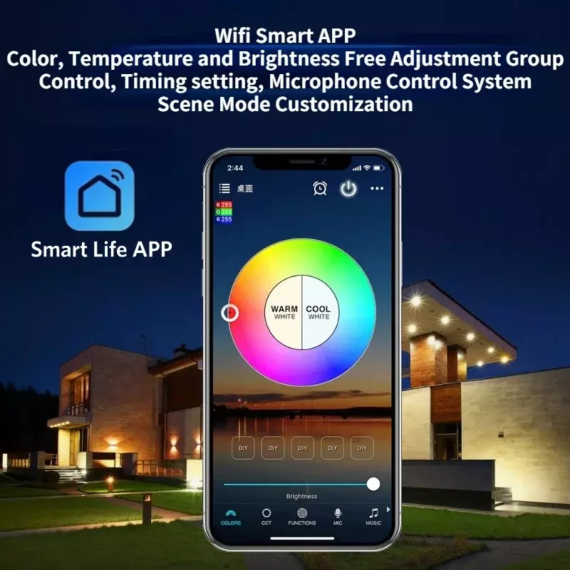Lâmpada RGB Inteligente para Casa, E27, E26, 9W, RGB, Alexa, Google, Tuya, Controle Remoto, Aplicativo Siri, Wi-Fi, Bluetooth, Voz, IOS, Android, Universal