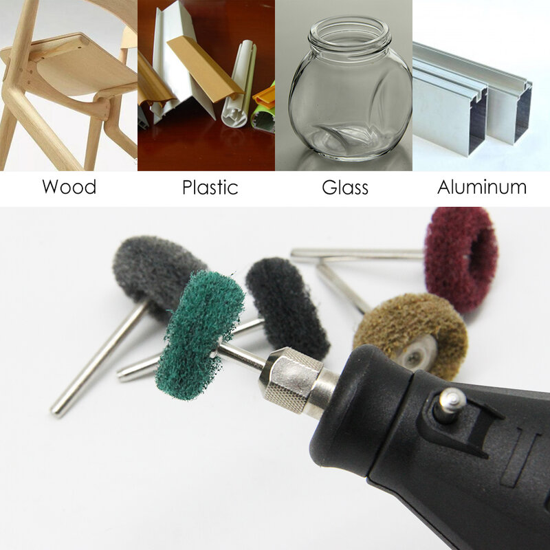 20pcs accessori per utensili rotanti con spazzola in Nylon per lucidatura abrasiva con gambo da 3mm per grana Dremel 150/240/320/400/1200