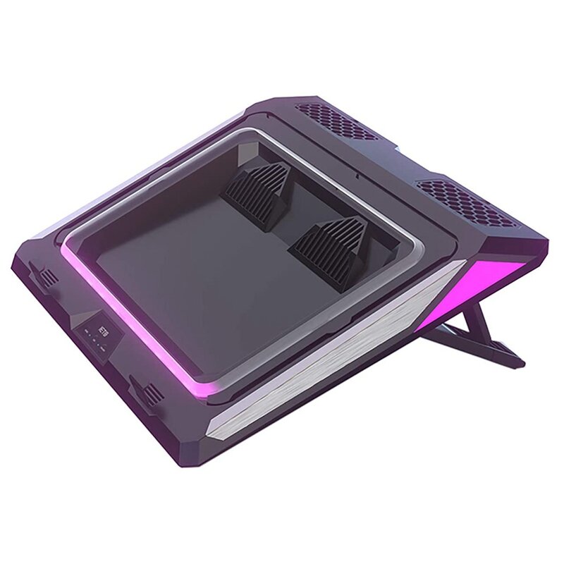 IETS GT300-almohadilla de refrigeración de doble ventilador para ordenador portátil, almohadilla enfriadora con filtro de polvo y luces de colores