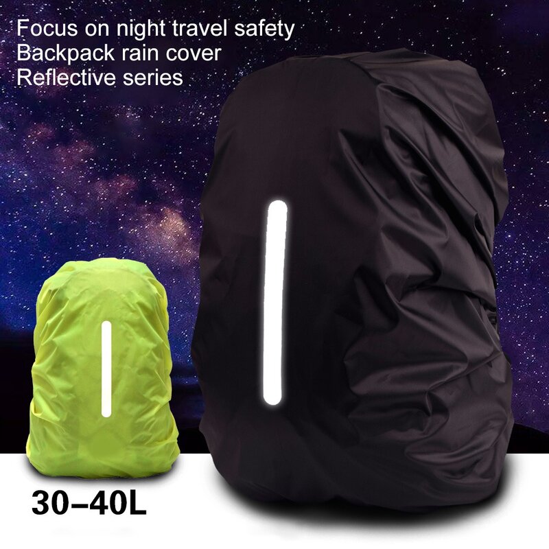 Odblaskowa wodoodporna osłona przeciwdeszczowa plecak na świeżym powietrzu sportowa nocna jazda na rowerze światło bezpieczeństwa pokrowiec przeciwdeszczowy torba turystyczna 30-80L