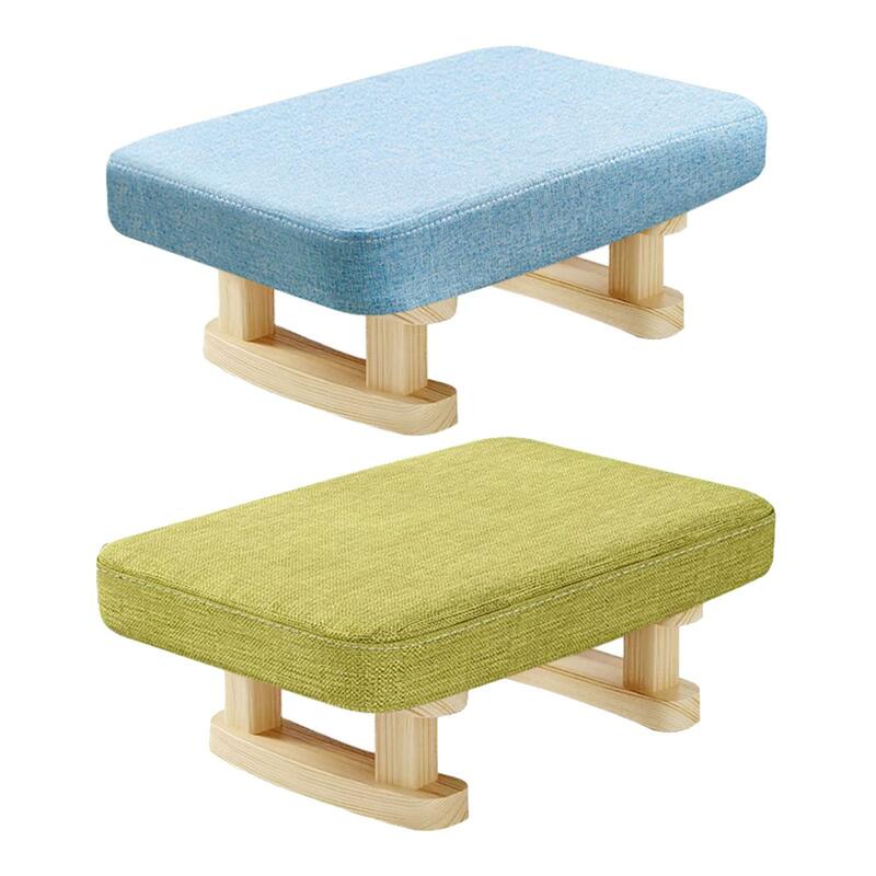 Poggiapiedi piccolo rettangolo sgabello corto panca poggiapiedi pouf basso piccolo con gambe in legno per Tearoom divano da pranzo scrivania letto