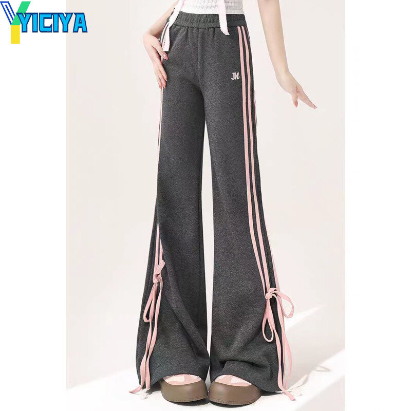 YICIYA-بنطال نسائي فضفاض بطول كامل ، عقدة فيونكة ، بنطال مضيء ، شريط ، ملابس شارع عالية ، بنطلون غير رسمي ، جديد ، طراز Y2K ،
