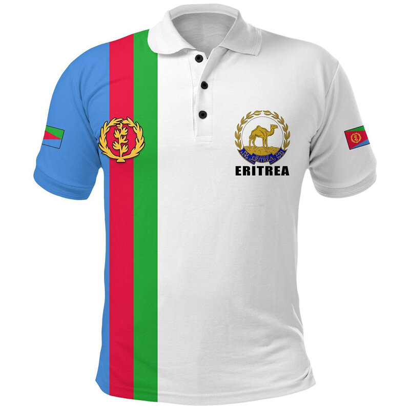 Newest Eritrea Independence Day Flag 3D Print Men Polo Shirt Short Sleeve Street Wear Casual Tee Top Shirt Tops Mens Clothing