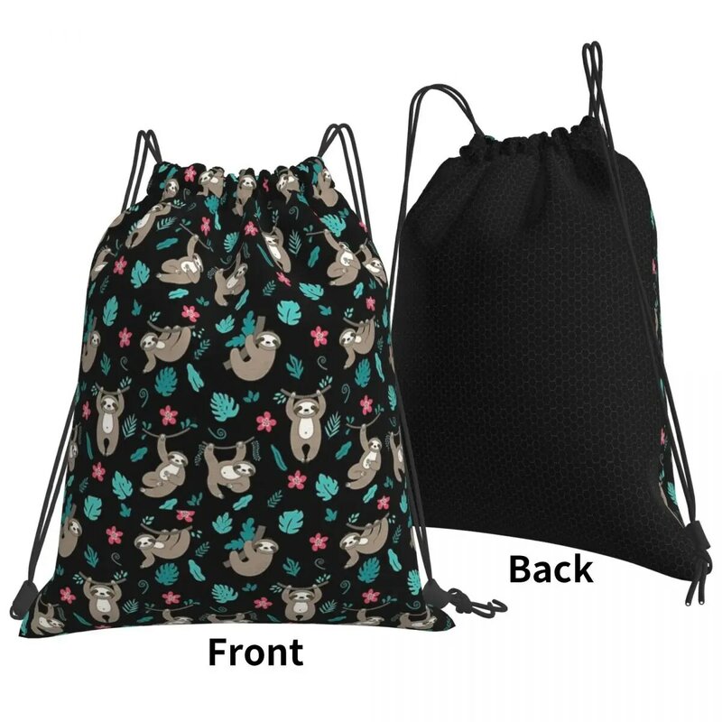 Cute Sloth Pattern Backpacks Casual Portable Drawstring Bags Drawstring Bundle Pocket Sports Bag Book Bags For Man Woman Student
