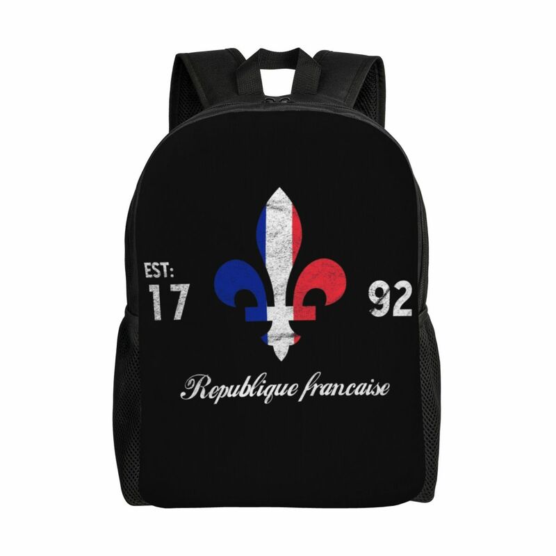 Beaytiful mochila con estampado de lirio de Francia y bandera francesa, bolsa de viaje para escuela, universidad, se adapta a portátil de 15 pulgadas para ir de compras