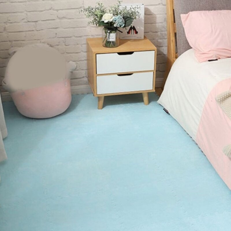 Q0KB 10x Karpet Samping Tempat Tidur Mewah Kamar Tidur Gaya Ins Kamar Anak-anak Alas Lantai Penyambungan Busa Dapat Dipotong