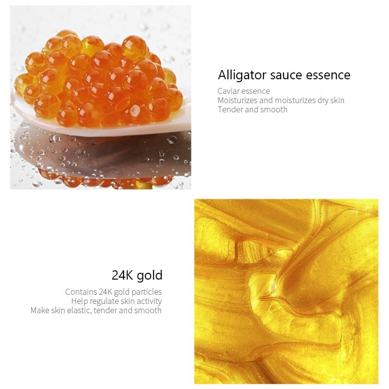 60Pc Gold Caviar Hydraterende Kristal Collageen Oogmasker Anti-Rimpel Anti Aging Eye Huidverzorging Patch Verdunnen Fijne lijnen Masker