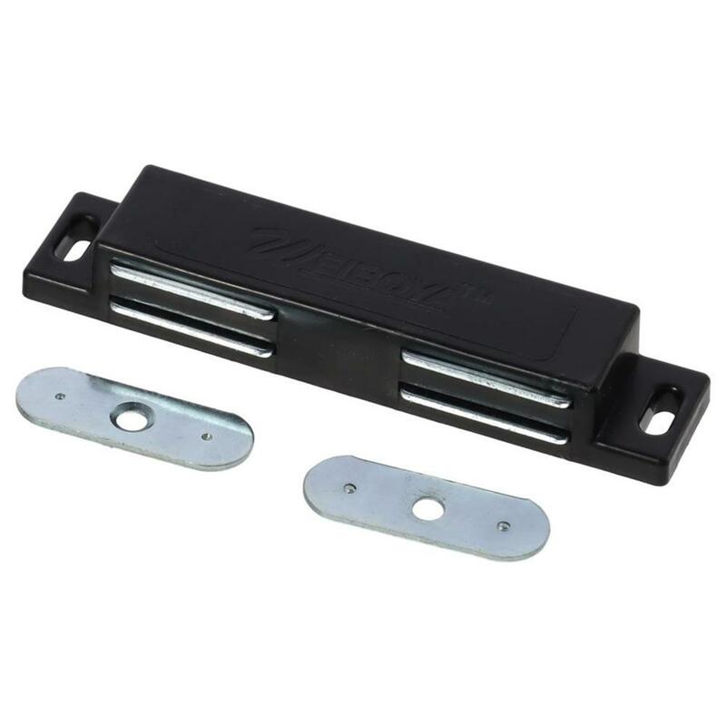 Clip magnético de plástico ABS para puerta de armario, Pestillos dobles de agarre, color negro, 4 piezas, 95x19mm