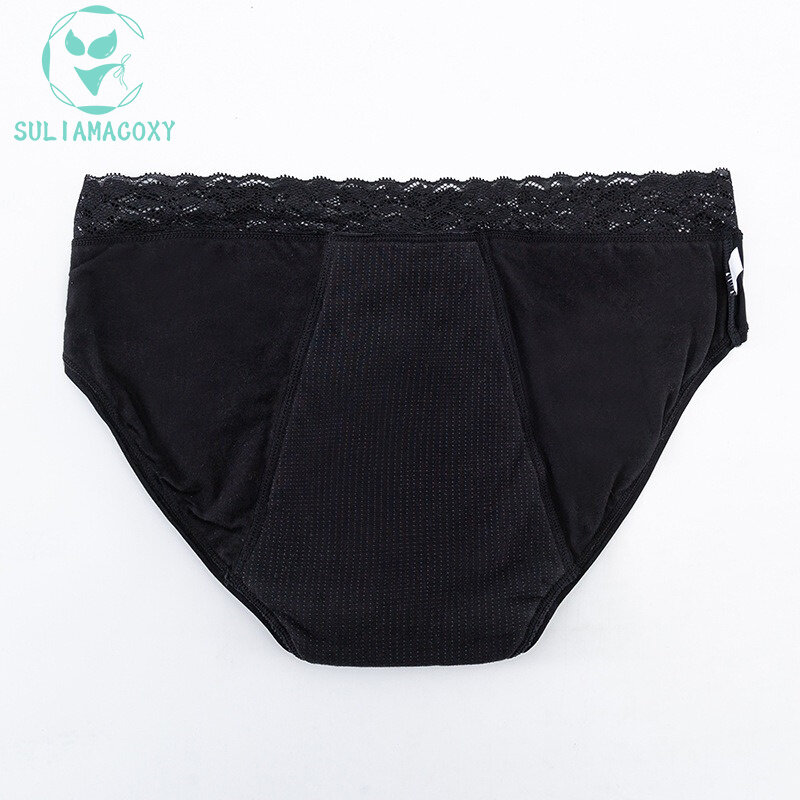 Plus Size Four Layer Period Underwear Free Sanitary Napkins Anti-side Leakage Breathable Lace Menstrual Panties