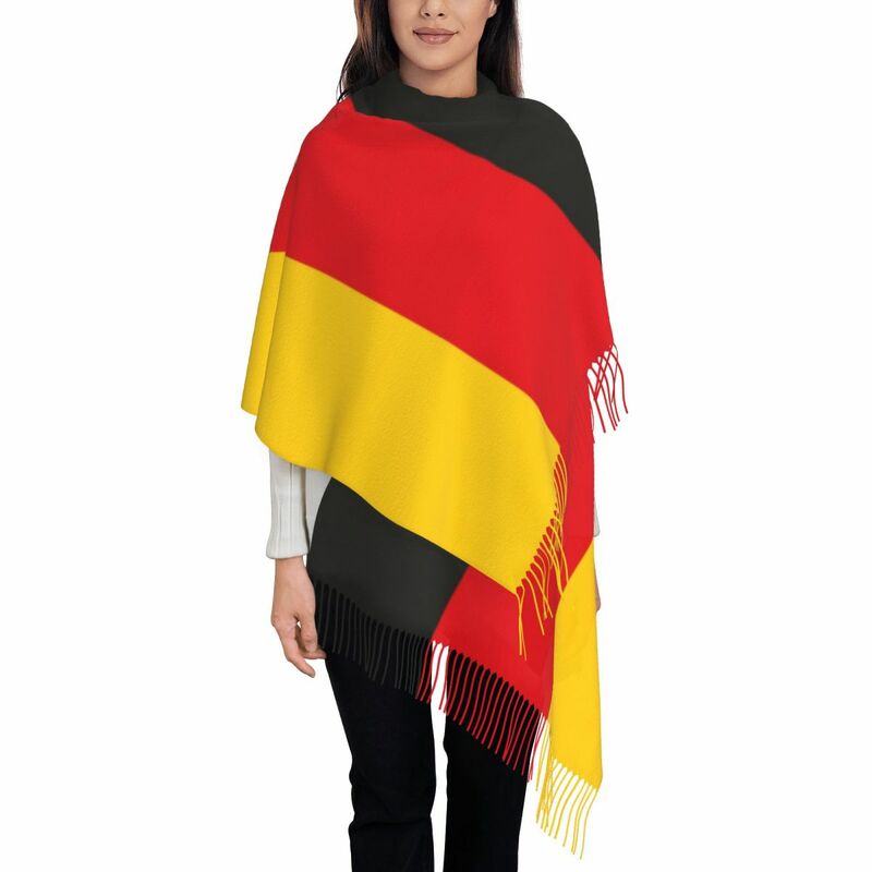 Bufanda con flecos de la bandera de Alemania para mujer, chales patrióticos alemanes suaves, bufandas de invierno y otoño