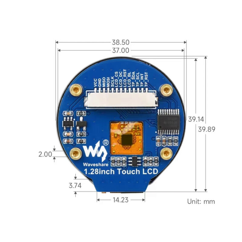 1,28 Zoll rundes LCD-Anzeige modul mit Touch panel, 240 × 240 Auflösung, IP-, SPI-und I2C-Kommunikation