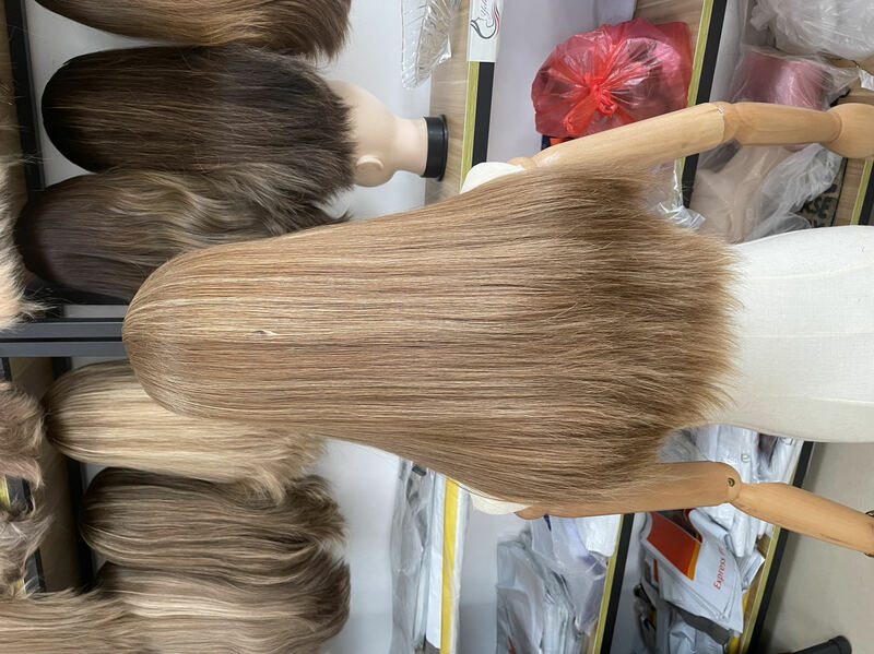 Yelin-Peluca de cabello humano brasileño 814, postizo de encaje con reflejos rubios, Natural, suave, a la moda, # 100%