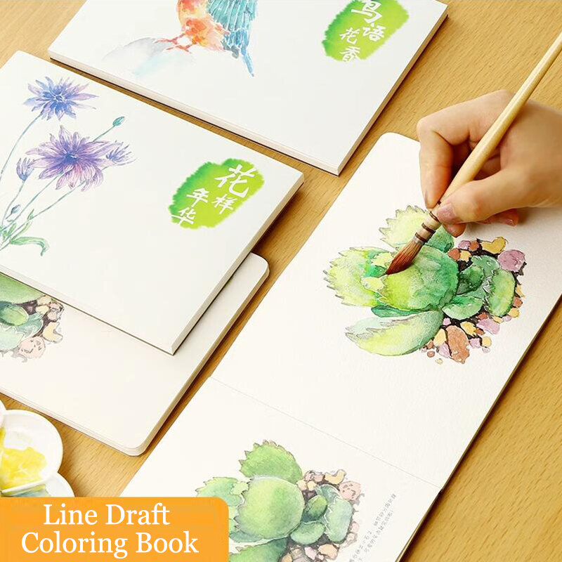 300gms 10Sheet Tutorial Watercolor Paper Book Watercolor Line Draft Coloring Book Hand-painted Art Learn Exercises Illustration