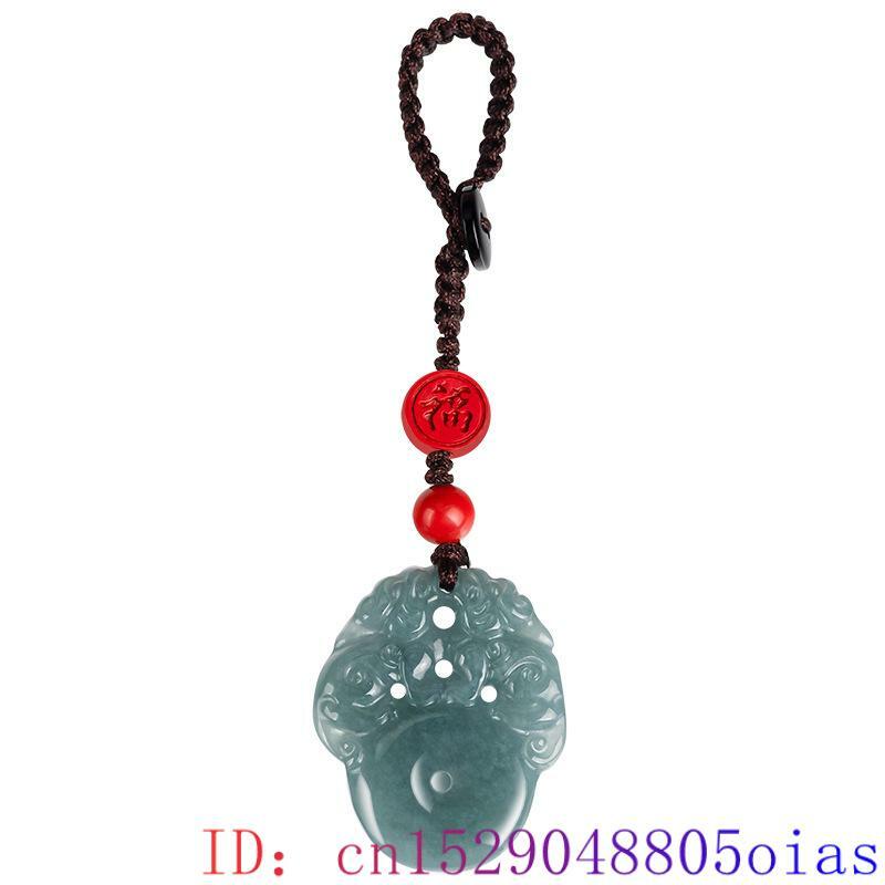 Azul Jadeite Pixiu Keychain, jade birmanês natural, alça bonito, jóias reais, colhedor, acessórios do carro, charme do telefone, moda