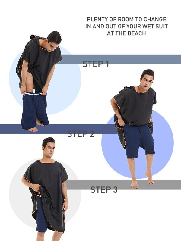 Surf Poncho Towel Poncho Quick-Dry Towel Hoodie Microfiber Beach Robe Changing Poncho Swim Towel Beach Poncho For Adults