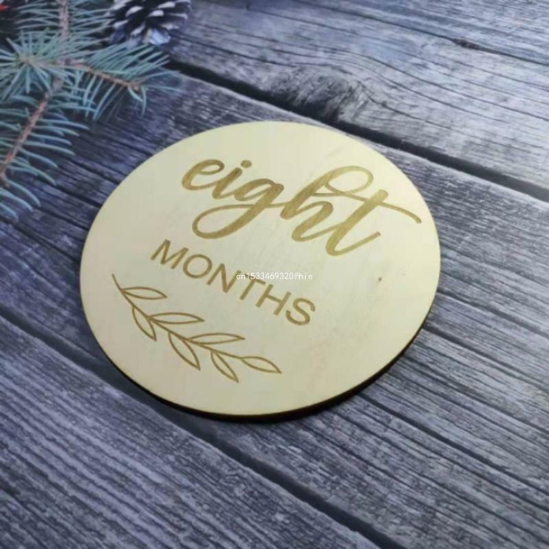 12 Pcs Photography Baby Wooden Cards Newborn Monthly Growth Recording Cards Handmade Infants Birth Commemorative Cards