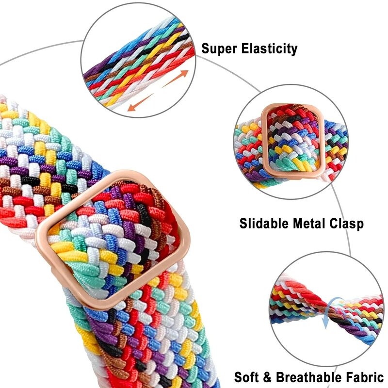 Braided Solo Loop For Apple watch Ultra band 40mm 44mm 41mm 38mm 49mm 45mm Elastic Nylon bracelet iWatch series 9 8 7 3 se strap