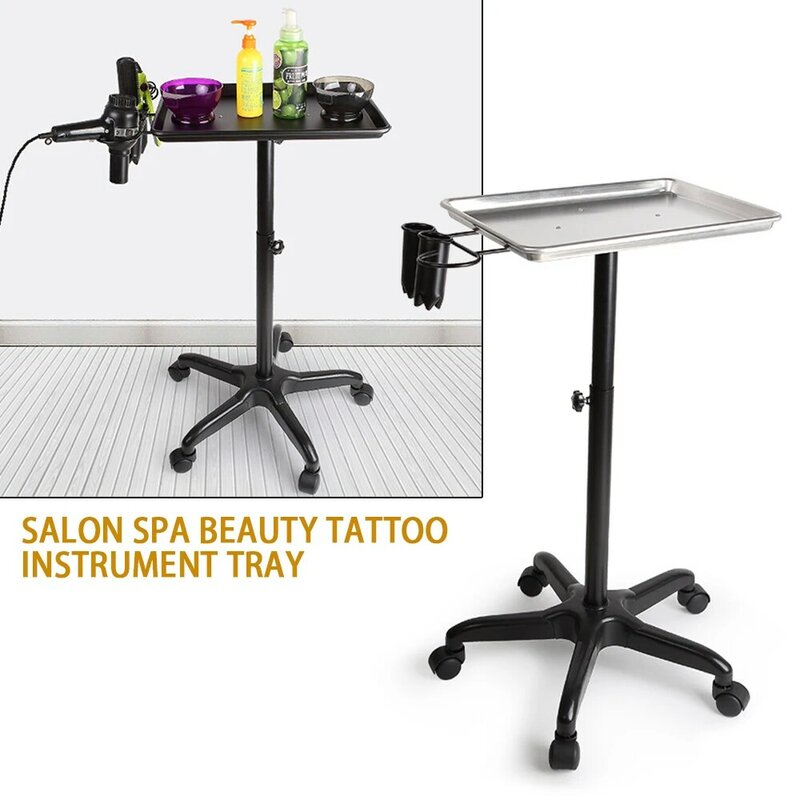 Keranjang penyimpanan Salon Trolley, alat pengering rambut kecantikan, nampan peralatan tukang cukur tinggi dapat disesuaikan