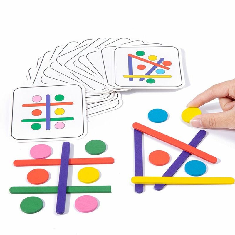 Puzzle 3D Montessori en Bois pour Enfant, Jeu Géométrique Arc-en-ciel, Bâton Rond, Jouet Assressenti, Éducation Précoce
