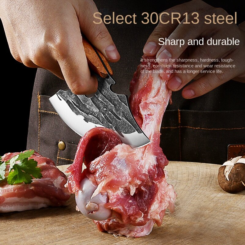Cuchillo de corte de carne forjado a mano, herramienta profesional para matanza, venta de carne, novedad de 2024