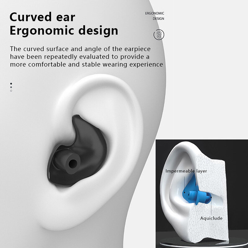 1 pasang sumbat telinga lembut tahan air sumbat telinga tahan lama Aksesori renang sumbat telinga portabel silikon tekstur halus klasik