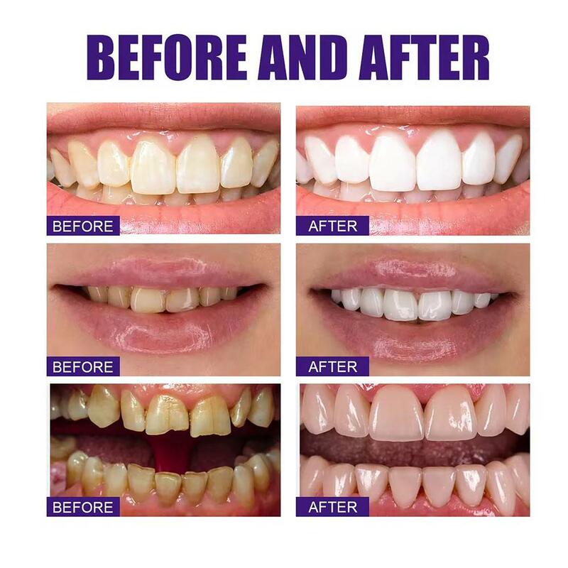 Pasta de dientes blanqueadora púrpura V34, 30ml, elimina las manchas, Reduce el color amarillo, cuidado de las encías dentales, aliento, brillo de los dientes, A9c0