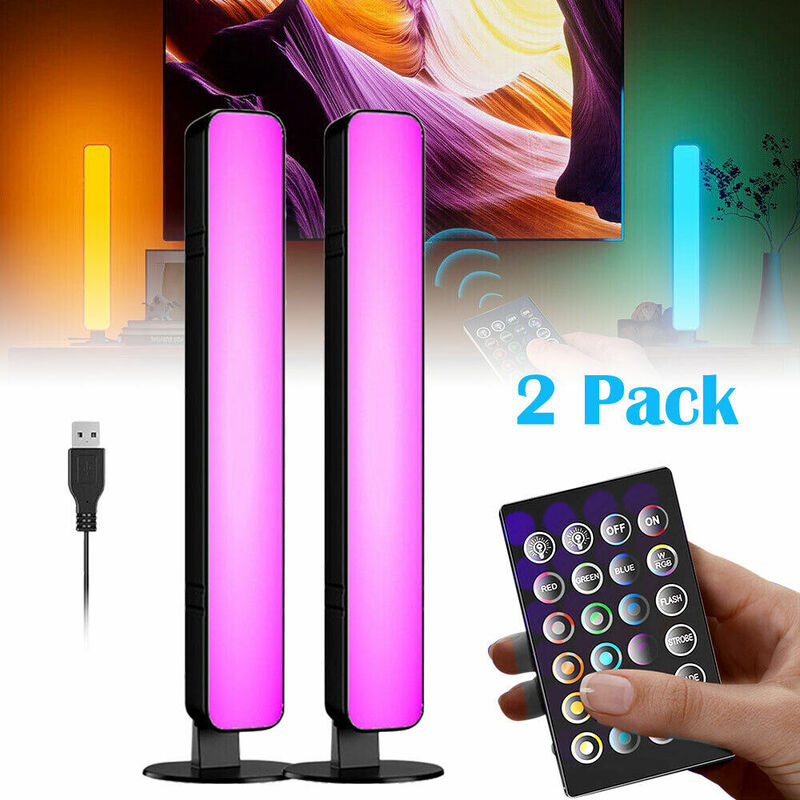 USB LED Light Bars RGB 16 Color Changing TV Backlights Music Sync Ambient Lamp Rhythm Strips for Bar Gaming Room Bookshelf Decor