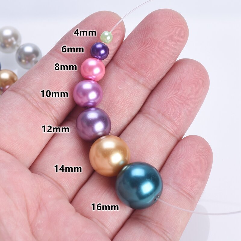 Cuentas espaciadoras sueltas para fabricación de joyas, abalorios redondos recubiertos de perlas de vidrio, 4mm, 6mm, 8mm, 10mm, 12mm, 14mm, 16mm, manualidades DIY, venta al por mayor, lote de colores