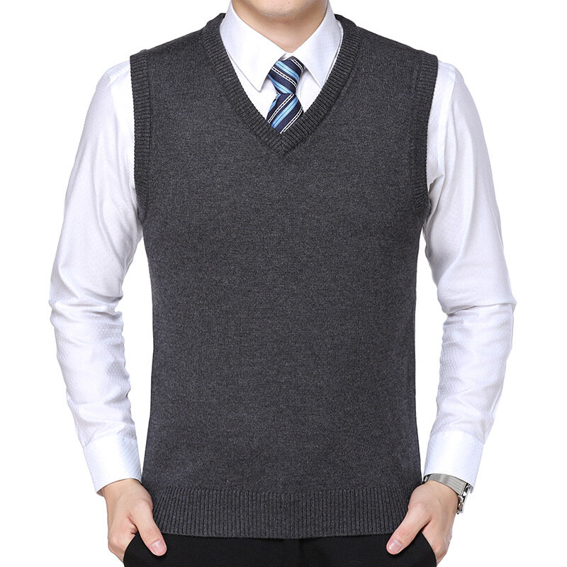 Pulôver masculino de lã de cor pura, suéter masculino com gola V, colete novo, MRMT, outono, inverno, 2022