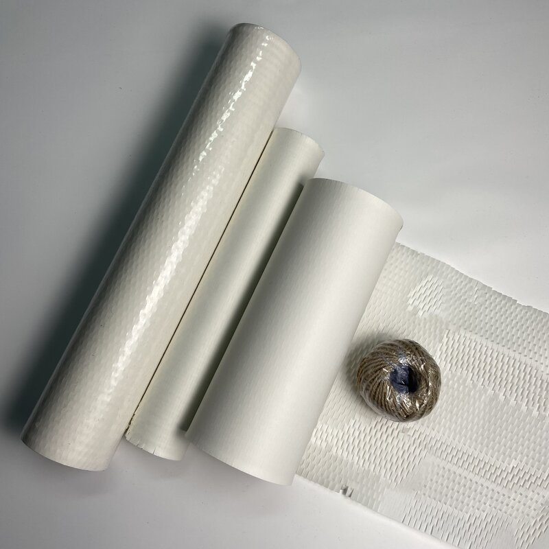 Branco Honeycomb Papel de embalagem, adequado para mover, transporte, biodegradável, reciclável, Eco-friendly, Amortecimento Wrap Roll