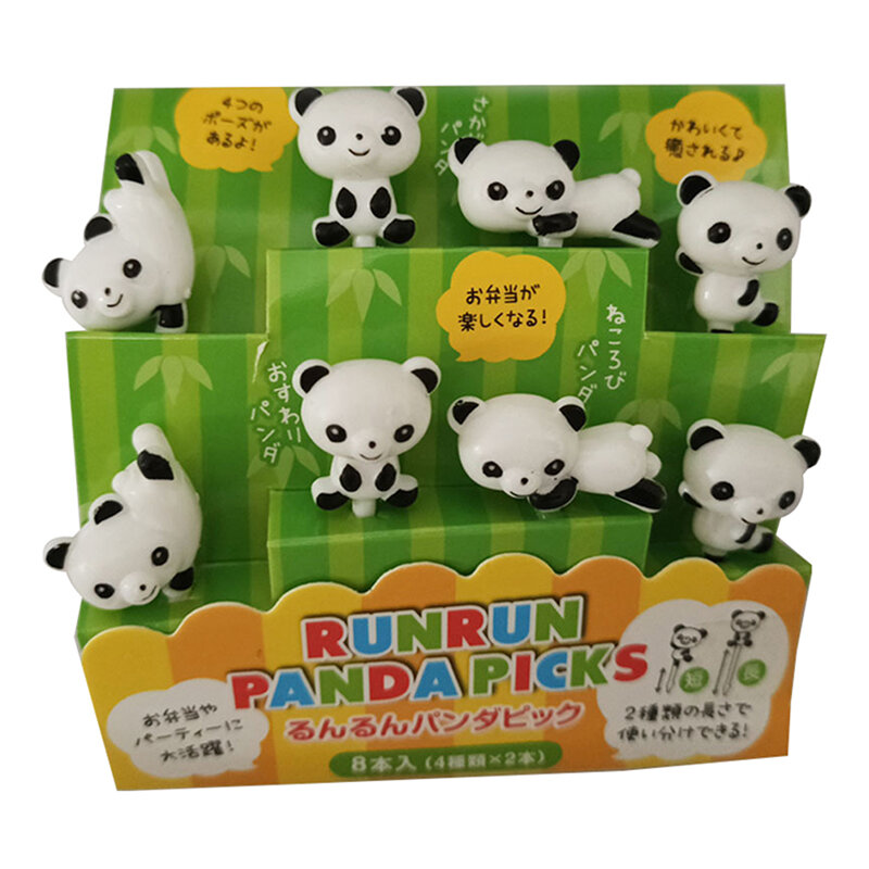 8pcs/set Mini Cartoon Panda Fruit Fork Kids Snack Dessert Pick Cake Bento Lunches Party Decoration Forks