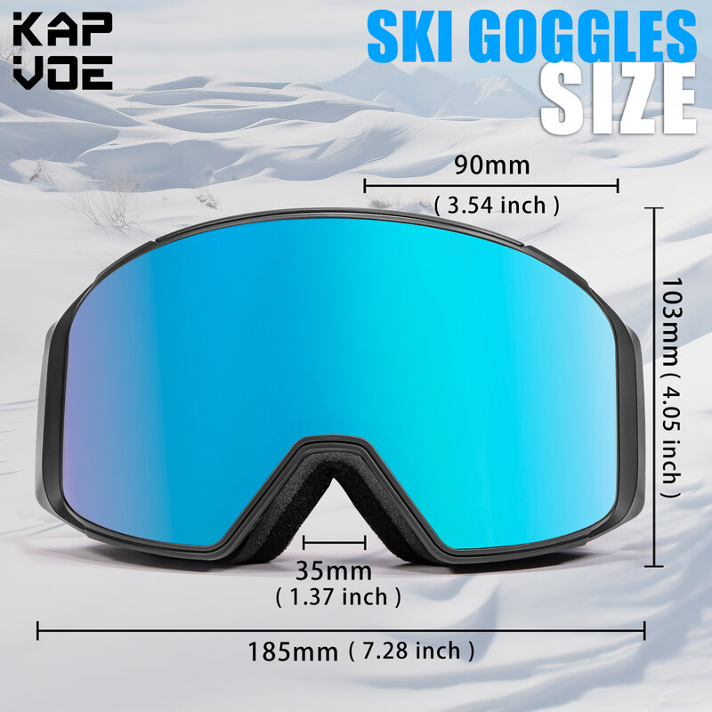 KAPVOE gogle narciarskie podwójny magnes adsorptowe warstwy UV400 przeciwmgielne gogle narciarskie snowboardowe okulary do skuterów śnieżnych