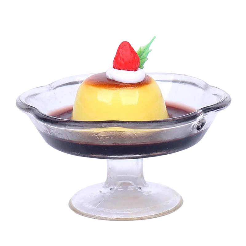 1PCS Doll House Miniature Pudding Cup Simulation Food Model Toys For Mini Decoration Dollhouse Accessories