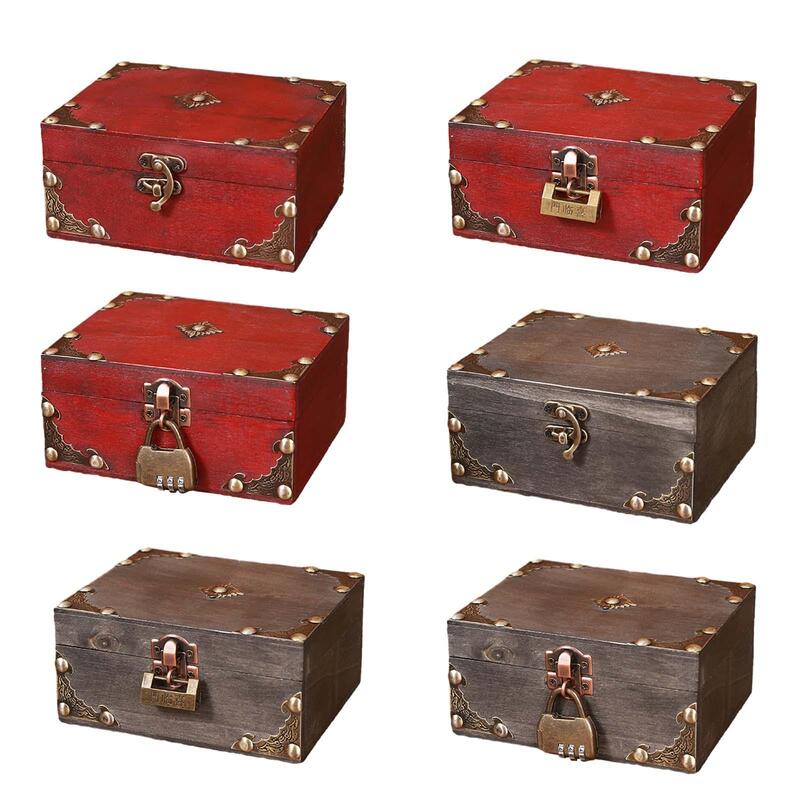 Caja de joyería de madera, Cofre del Tesoro, caja artesanal, organizador de joyas, caja de almacenamiento de joyas para collar con dijes, anillos del Tesoro, Festival
