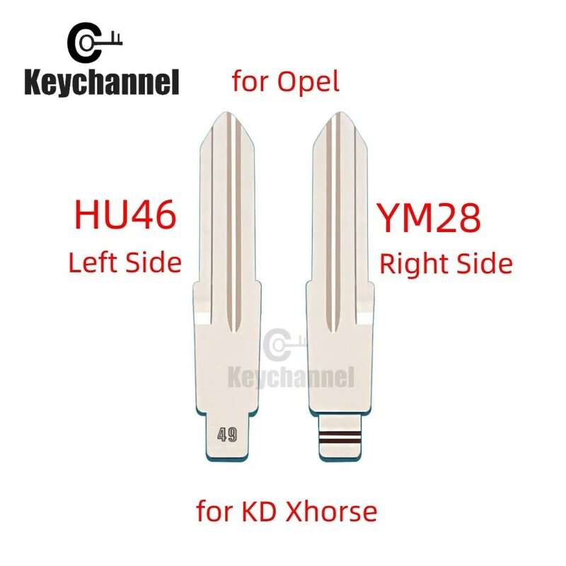 Универсальный металлический ключ YM28, пустая заготовка для автомобильного ключа дистанционного управления, HU46 KD ключ для KEYDIY VVDI JMD Xhorse, пульт дистанционного управления для Opel Corsa, 10 шт./партия