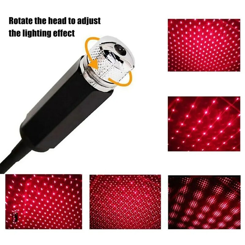 Lámpara LED romántica para techo de coche, proyector de luz nocturna de galaxia, Lámpara decorativa USB ajustable, luz de decoración Interior de coche