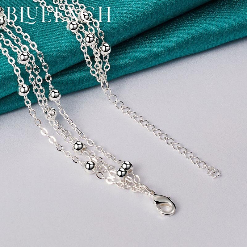 Blueench 925 prata esterlina multi corrente fina bola brilhante colar para festa de aniversário feminino moda jóias