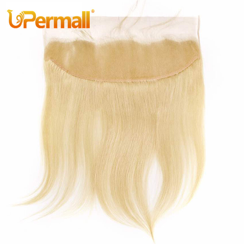 Upermall #613 blond 13x4 koronka przednia prosta wstępnie oskubane szwajcarska HD przezroczysta zapięcie 4x4 5x5 100% Remy ludzkich włosów na wyprzedaży