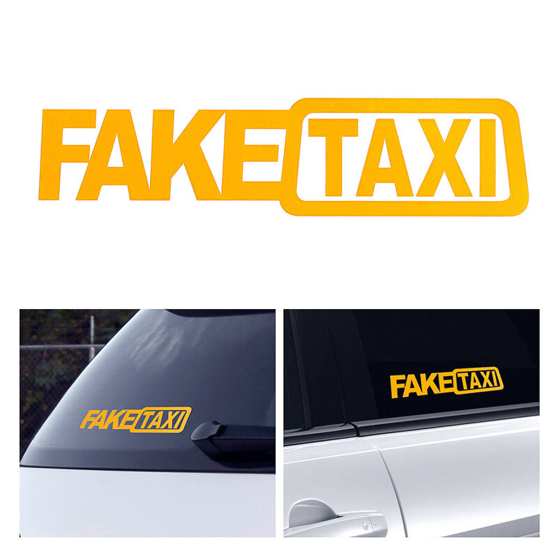1 Pcs Funny Fake Taxi Auto Auto Sticker Decal Emblem Zelfklevend Vinyl Stickers Auto Venster Lichaam Bumper Motorfiets Auto styling