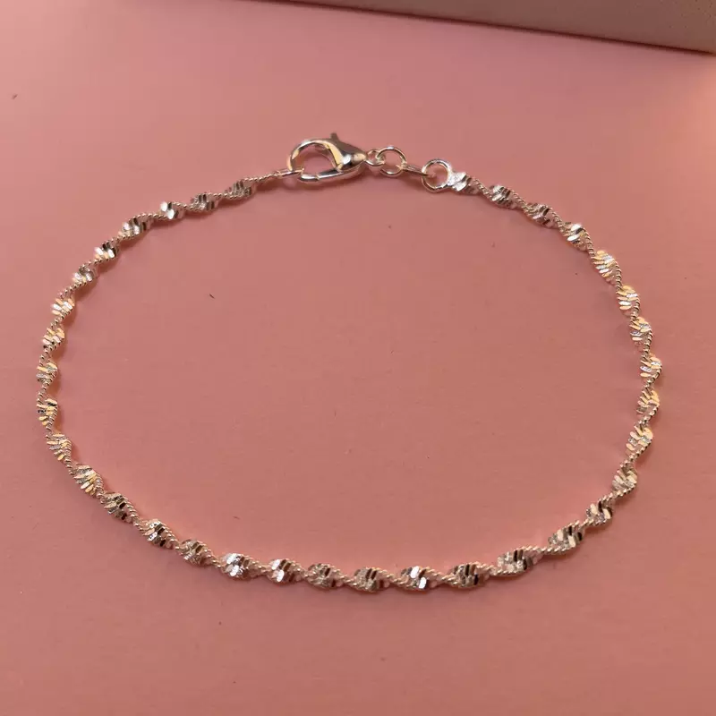 Lihong 2 мм волнистое ожерелье для женщин Мода 925 ювелирные изделия Стерлинговое серебро ожерелье с цепью