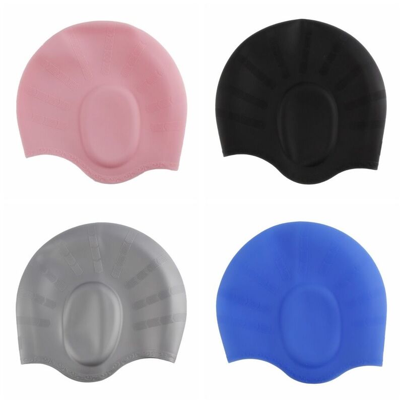 1 buah topi renang silikon pelindung telinga topi mandi menyelam tahan air elastis tinggi aksesori kolam renang pria wanita dewasa