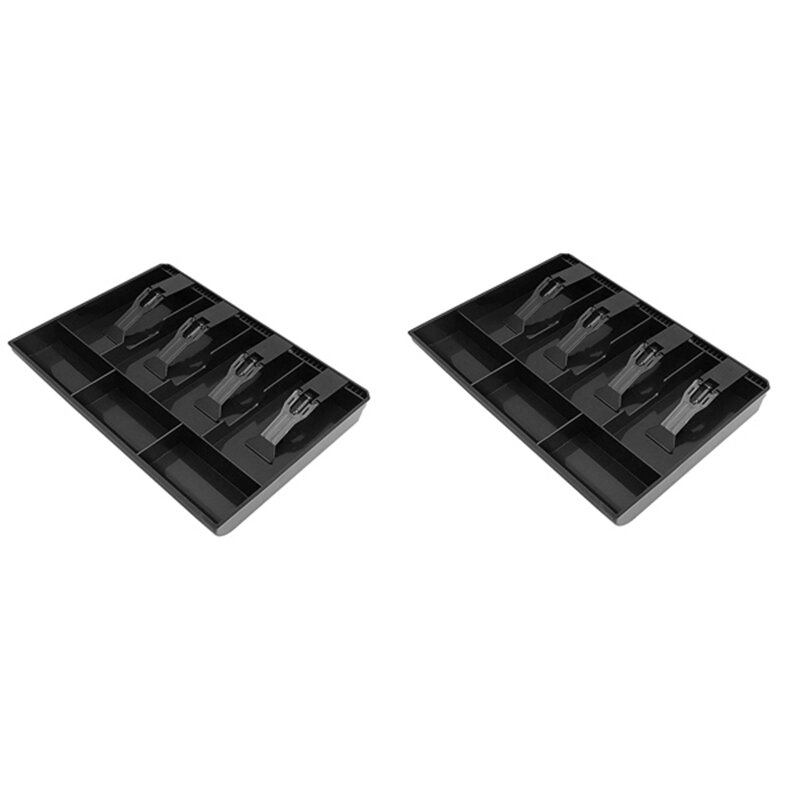 NEW-2X Cash Register Drawer - Cash Money Tray Replacement 4 Bill/3 Coin Cash Register Insert Tray,12.6 X 9.6 X 1.4Inch
