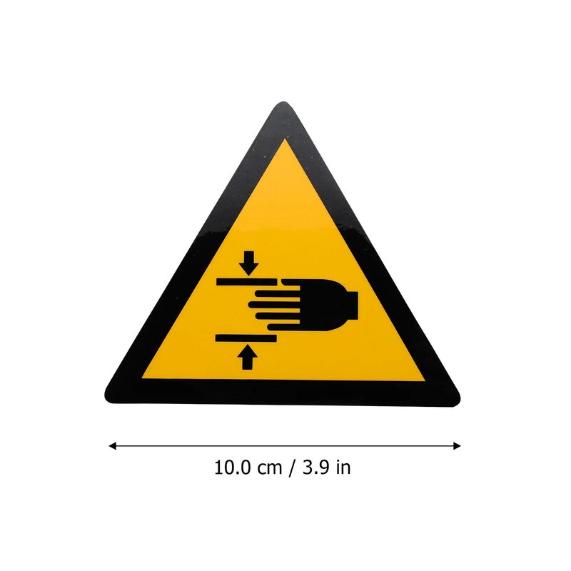 Cuidado com o sinal de pinça, etiqueta de esmagamento de mão de advertência, adesivos, decalques mecânicos